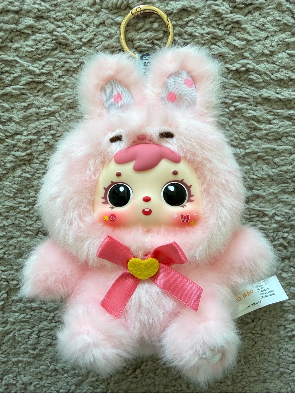 Baby Three Pink Bunny Plush Keychain | Collectible Doll